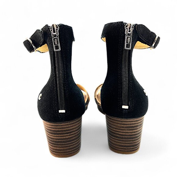 UGG Eugenia Leopard Print Womens Ankle Strap Wedge Sandals Black & Brown Size 10 - Picture 5 of 9